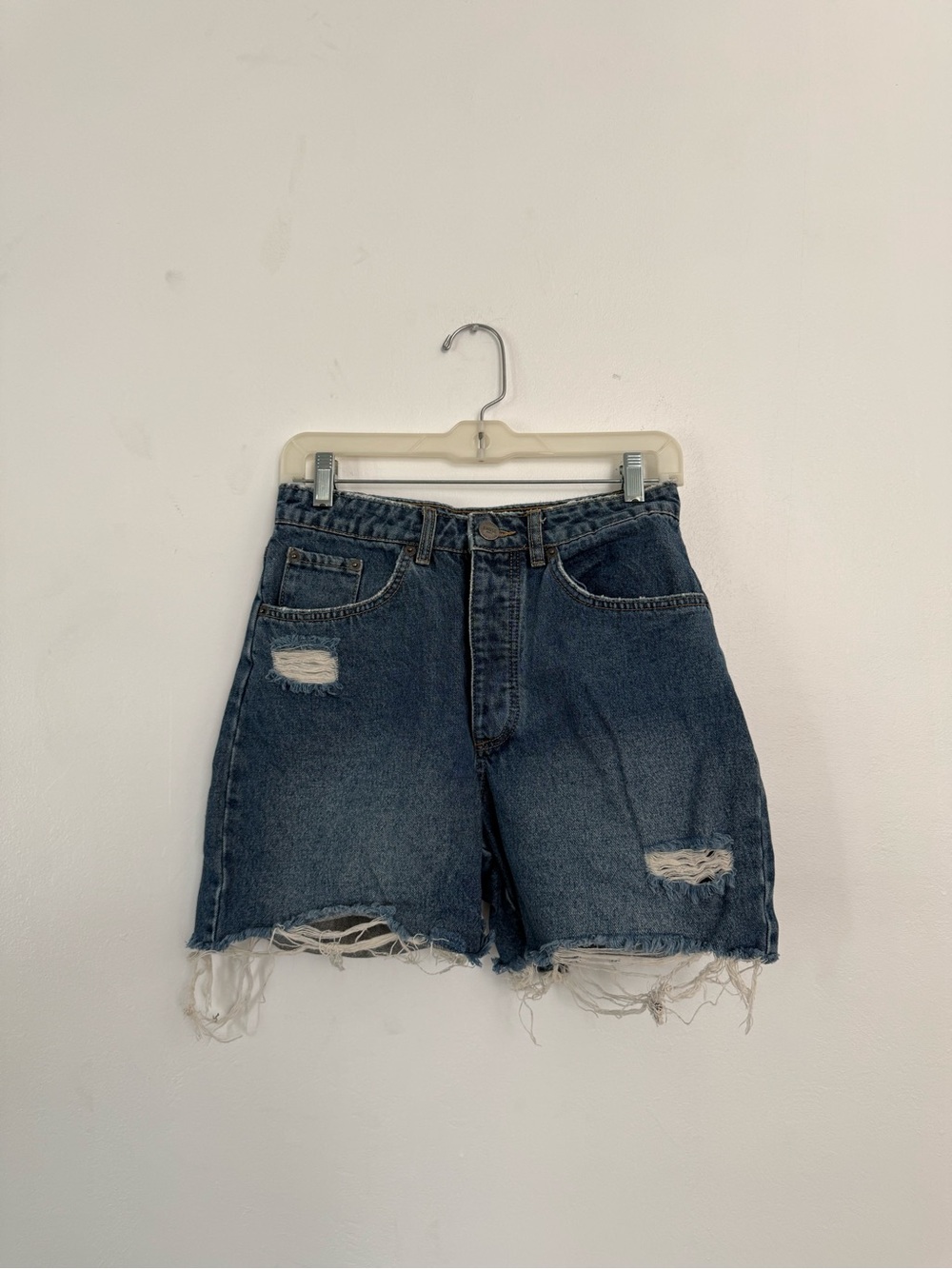 Amuse Society Dark Blue Distressed Denim Cutoff Shorts